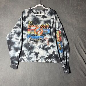 Buc-ees Racing 82 Tie Dye Sweatshirt XL Black White Beaver Car Graphic Pullover